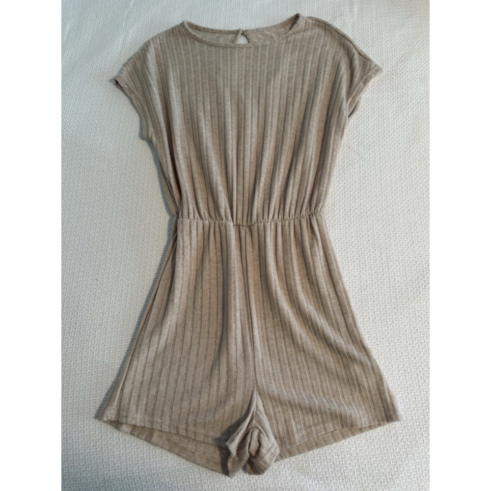 Tan Romper Shorts with Keyhole Back Size XS